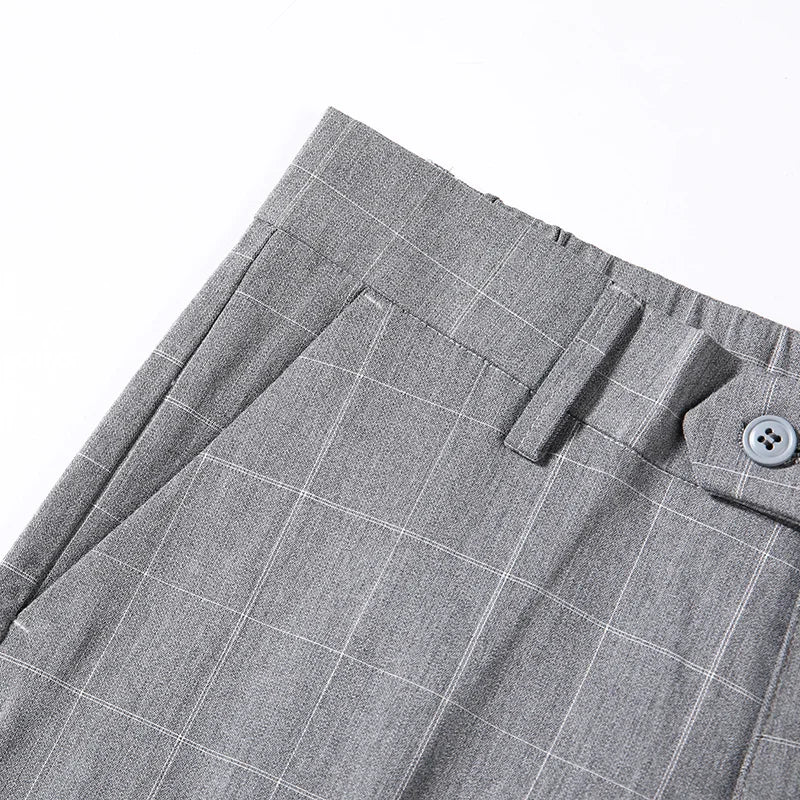 Men Summer Plaid Formal Pants