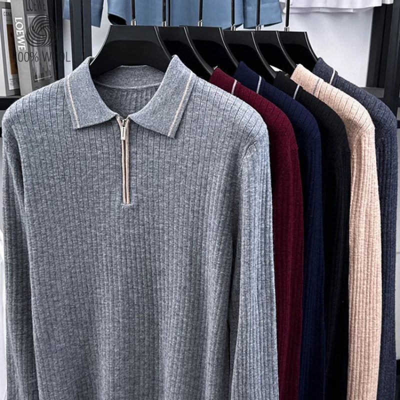 Ribbed Texture Business Casual Pullover