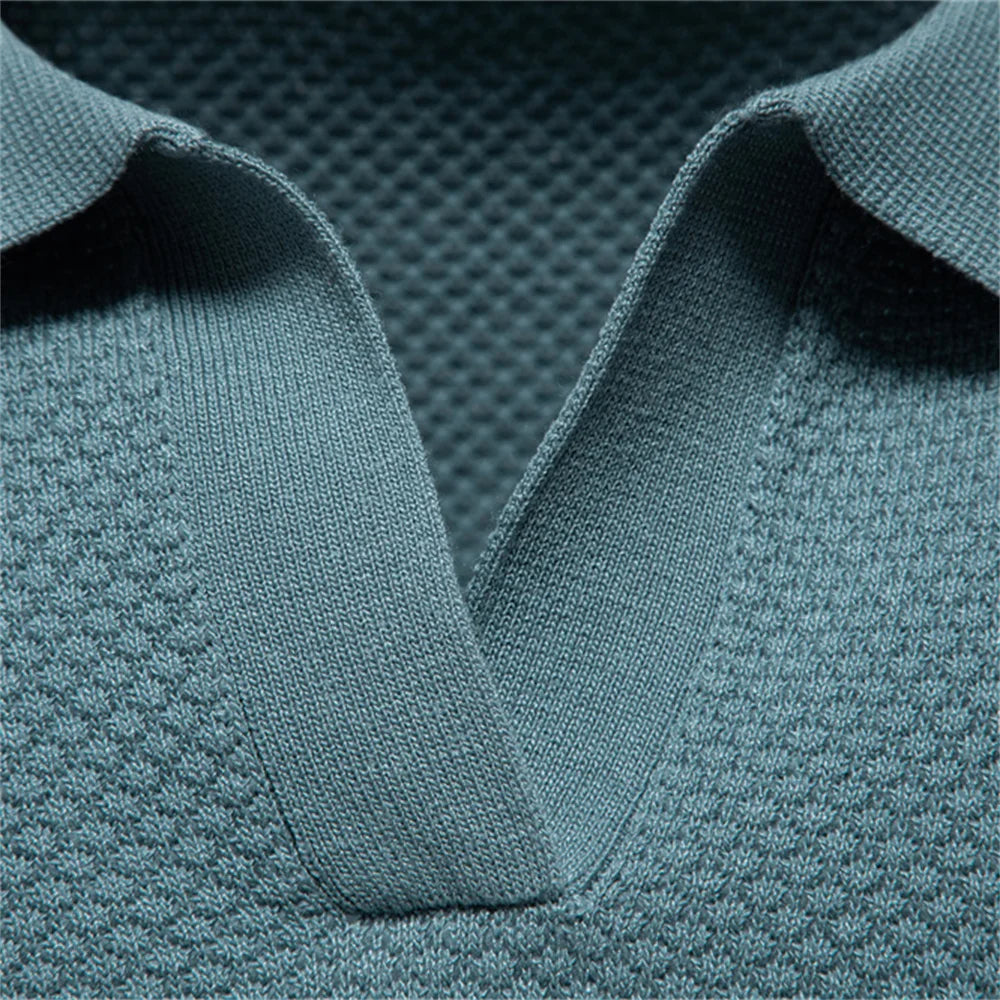 Breathable Solid Color Summer Casual Collared T-Shirt