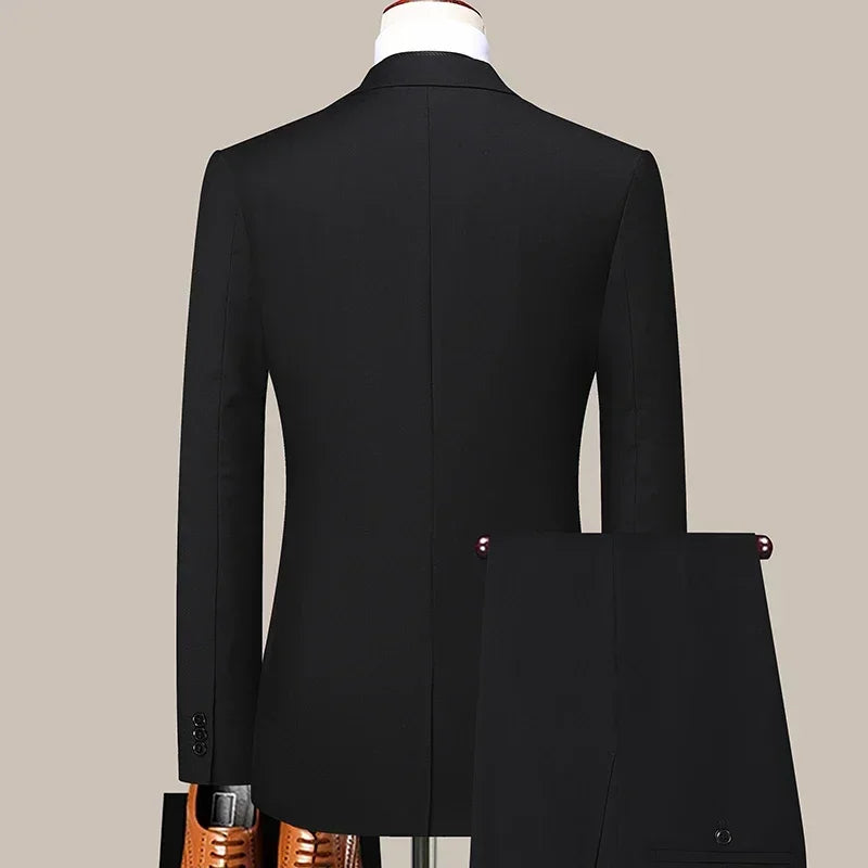 Men Slim Fit Suit 2 Piece Blazer Pants