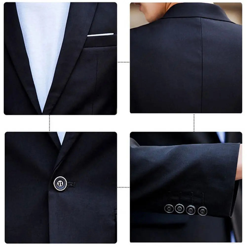2 Piece Solid Color Groom Suit Set
