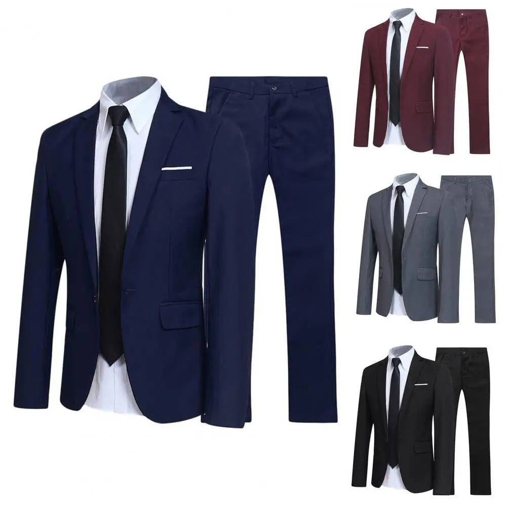 2 Piece Solid Color Groom Suit Set