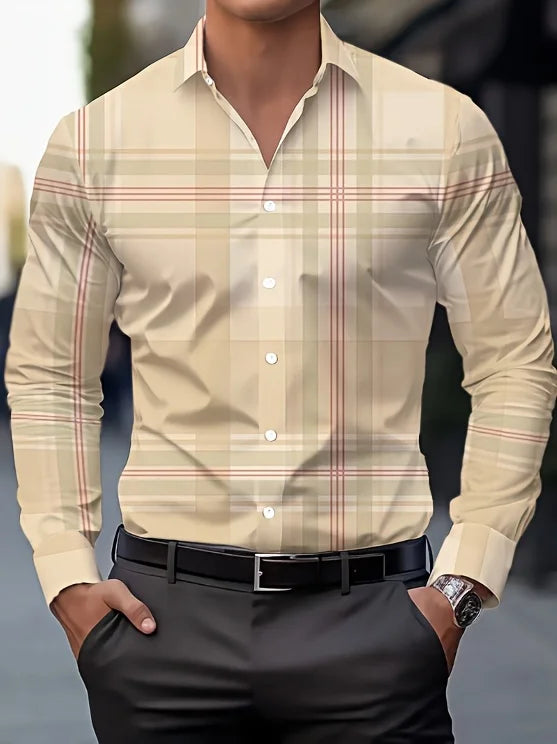 Men’s Long Sleeve Striped Dress Shirt