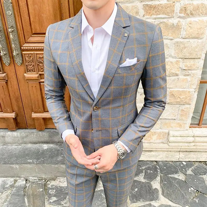 Men Slim Fit Business Suit 2 Piece Boutique Formal Suit