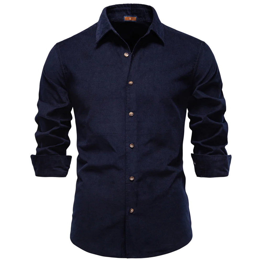 Men Corduroy Shirt 100% Cotton Heavyweight Long Sleeve Shirt