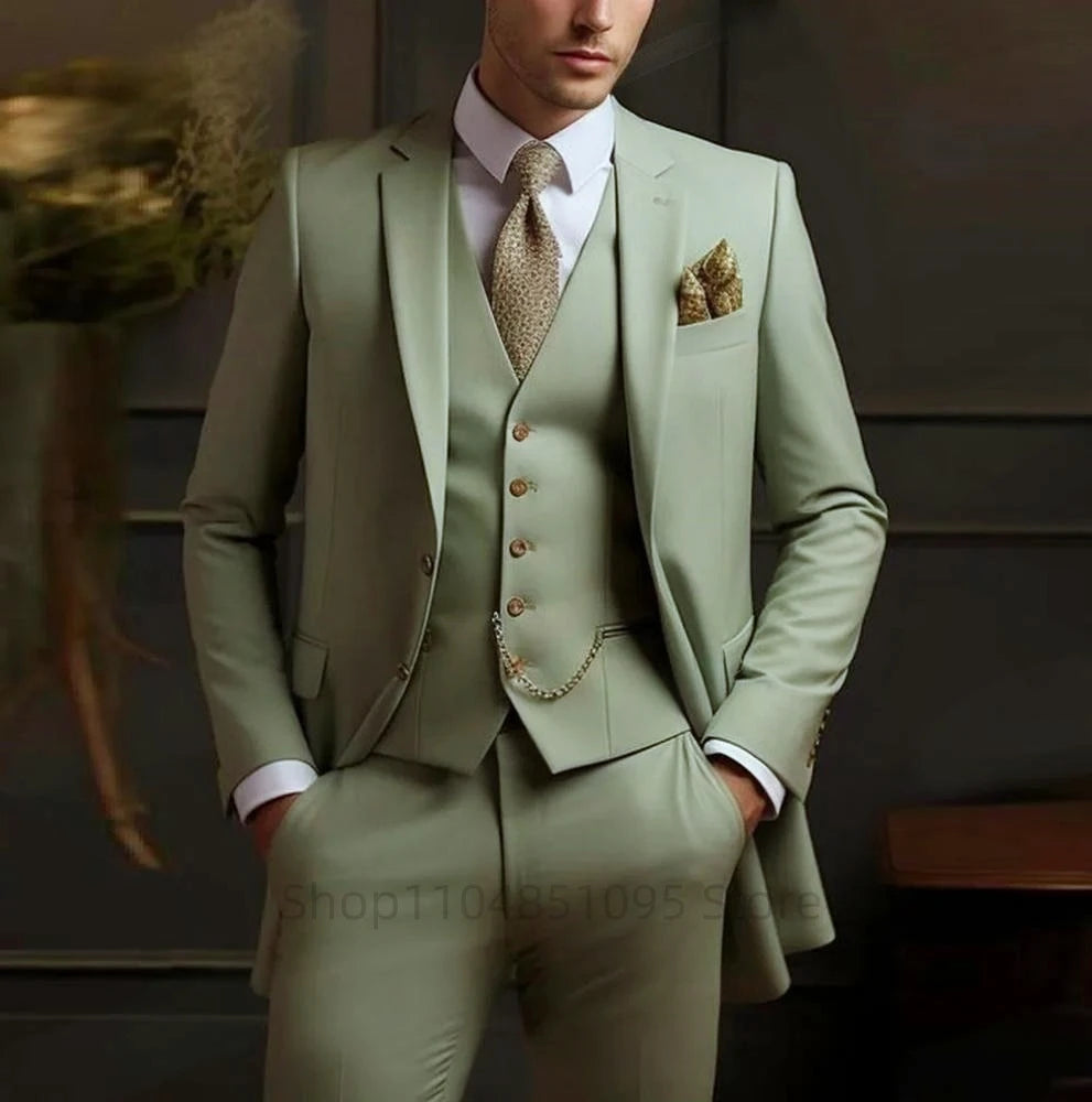 legant Gray Men’s 3-Piece Slim Fit Suit