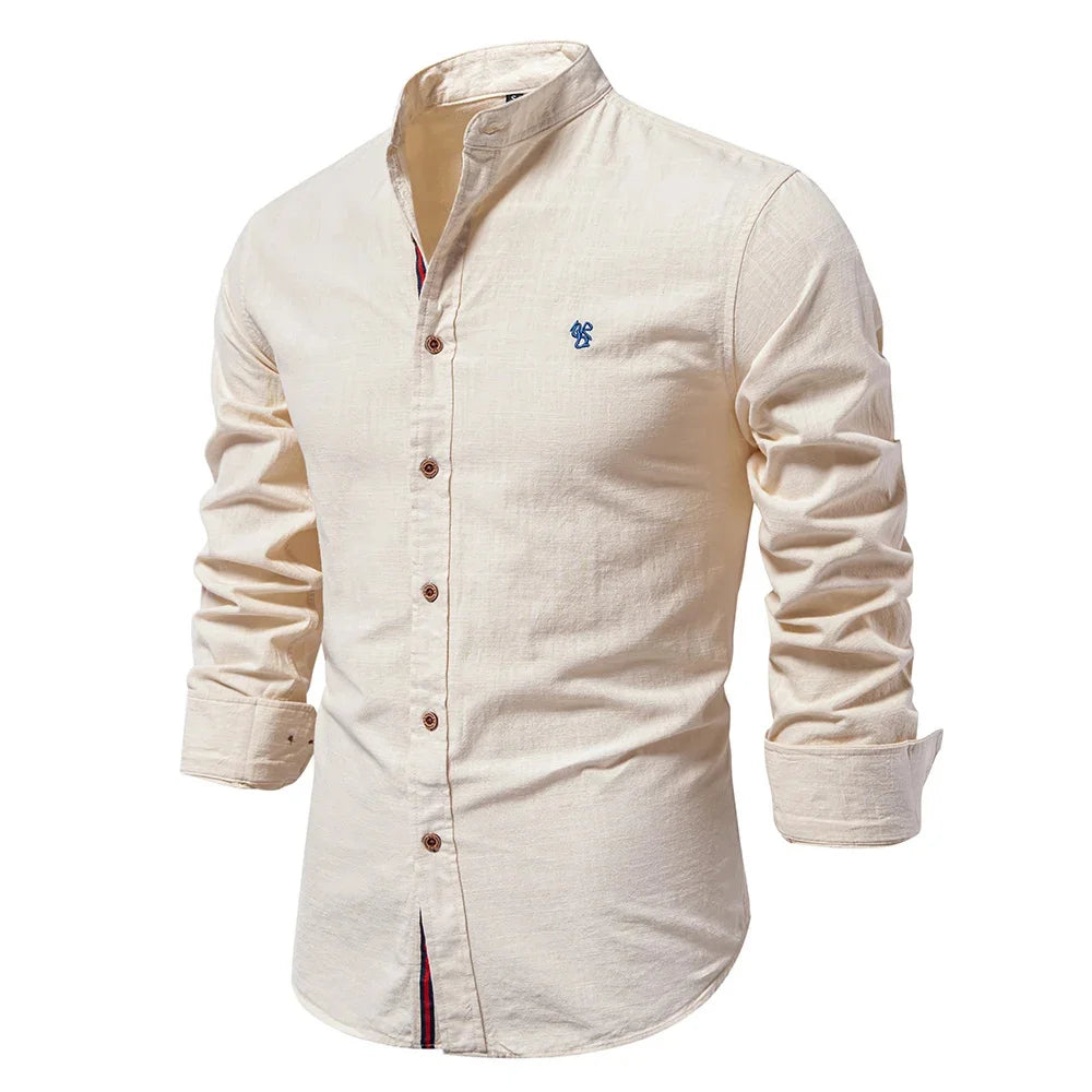 Men Spring Cotton Long Sleeve Shirt