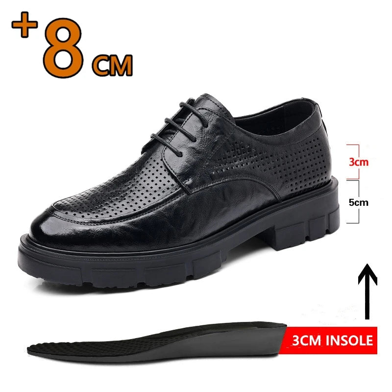 Men Elevator Shoes Height Increasing Genuine Leather Shoes
