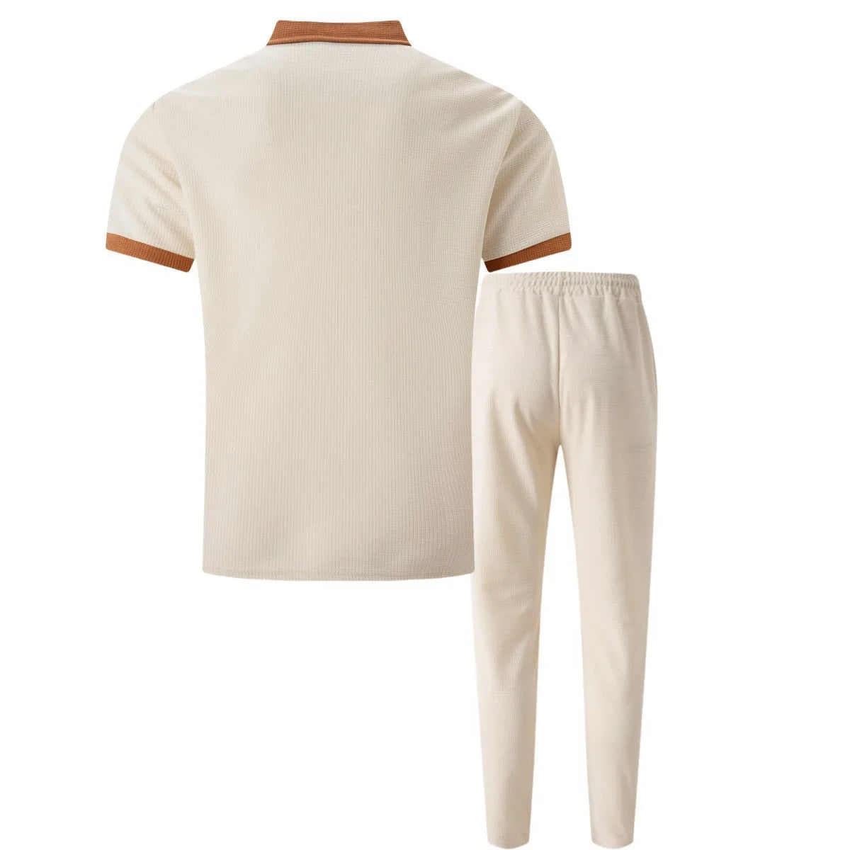 Men’s Summer Waffle Collar 2-Piece Set