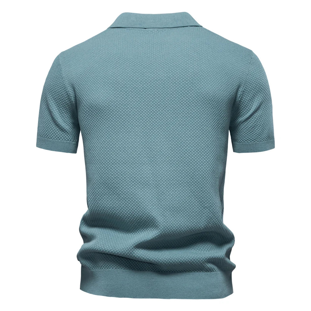 Breathable Solid Color Summer Casual Collared T-Shirt