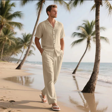 Men’s Summer Beach Linen 2-Piece Set