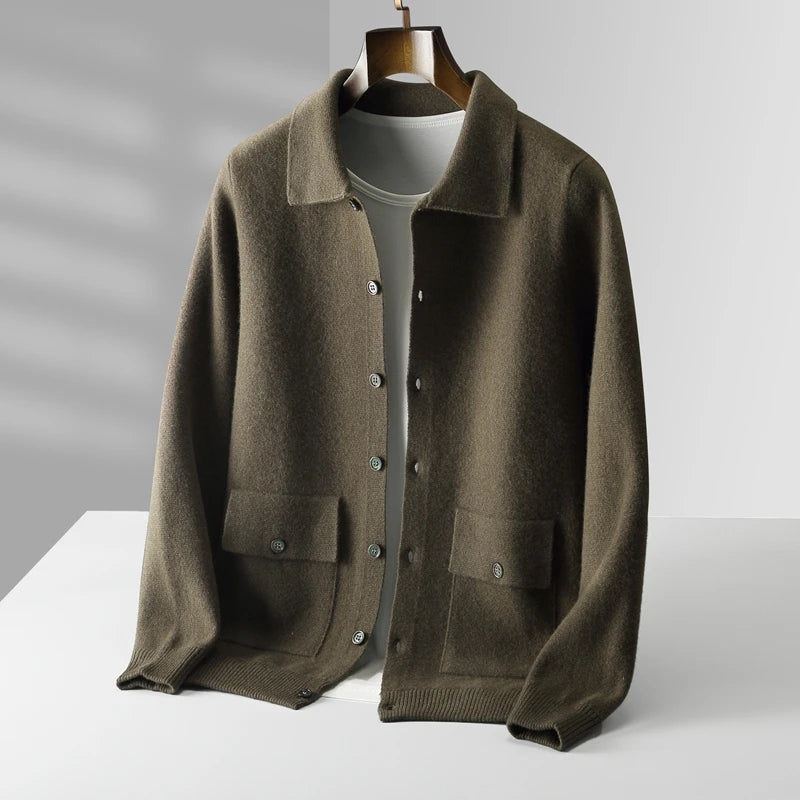 Men’s Collar Wool Cardigan Jacket