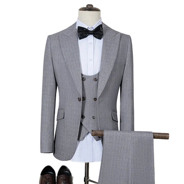 Men 3 Piece Slim Fit Formal Wedding Business Office Suit Set