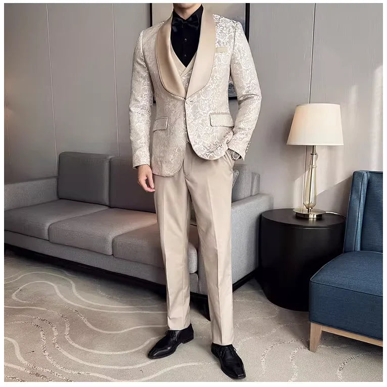 Premium Wedding Jacquard 3-Piece Suit