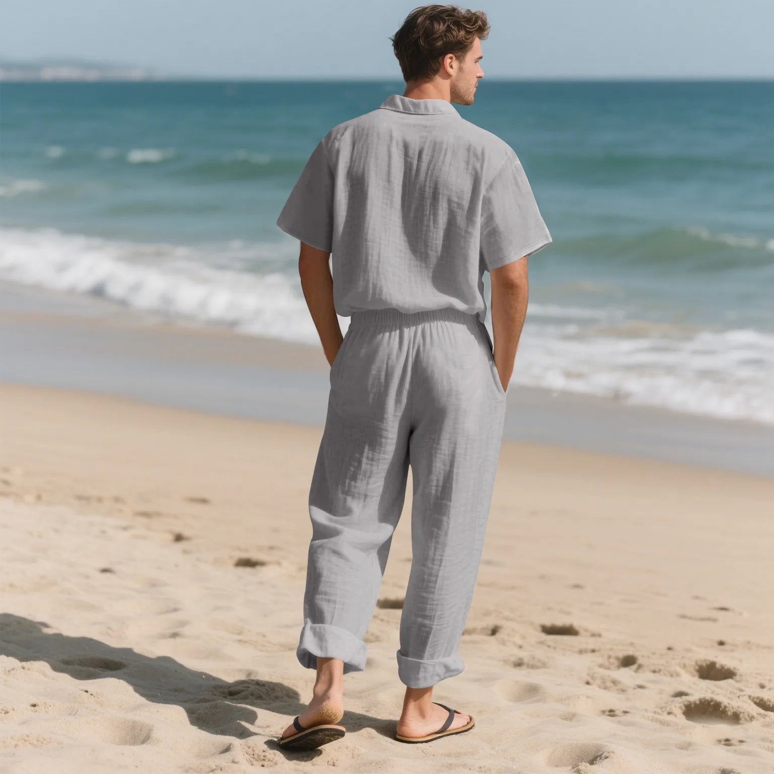 Men’s Summer Beach Linen 2-Piece Set