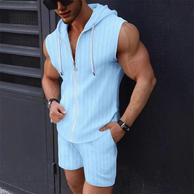 Zipper Vest & Shorts Slim Fit Sportswear