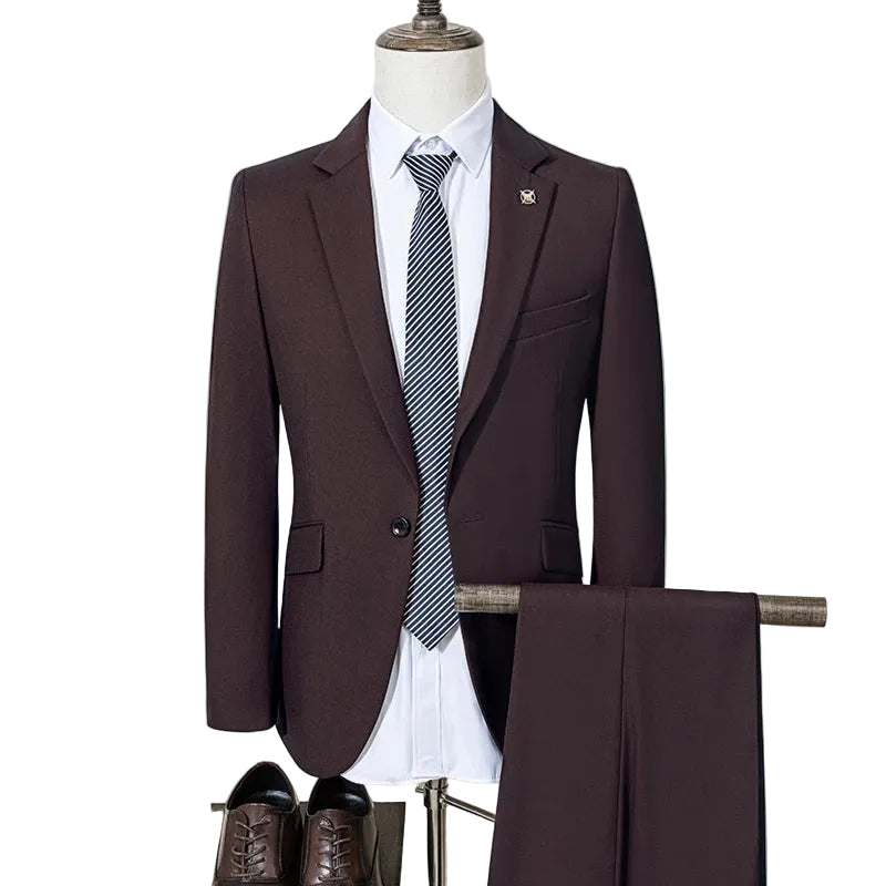 Men Slim Fit Suit 2 Piece Formal Business Suit
