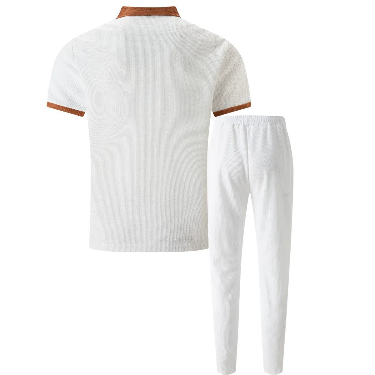 Men’s Summer Waffle Collar 2-Piece Set