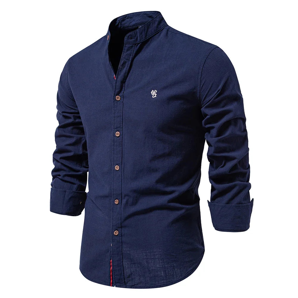 Men Spring Cotton Long Sleeve Shirt