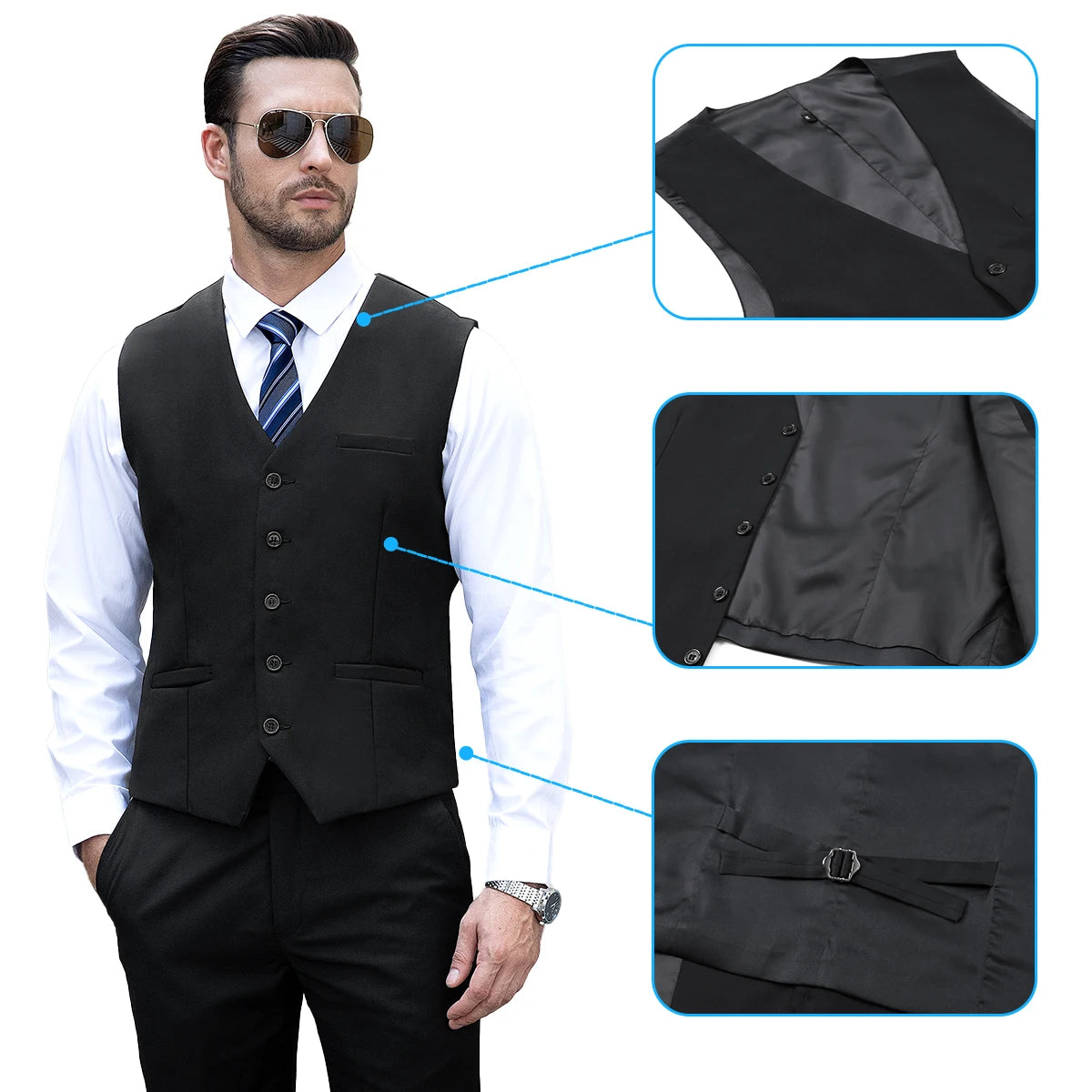 Men’s Formal Black Waistcoat