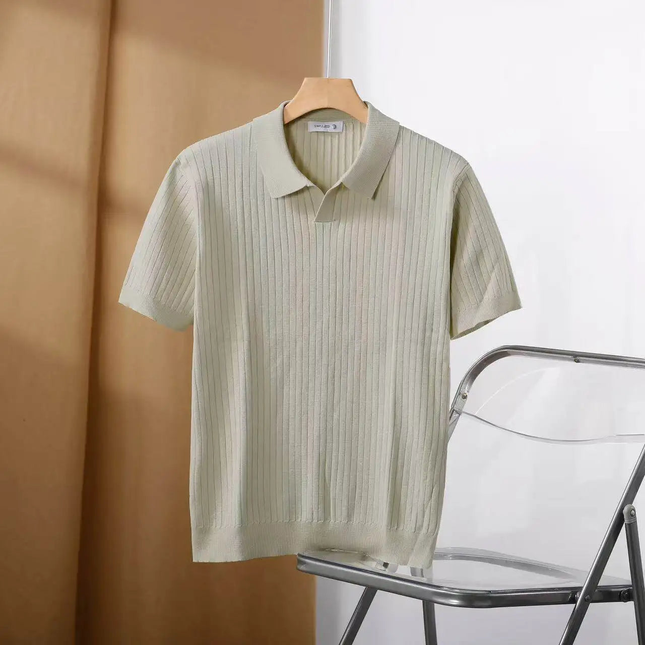 Solid Stretch Cotton Casual Collared T-Shirt