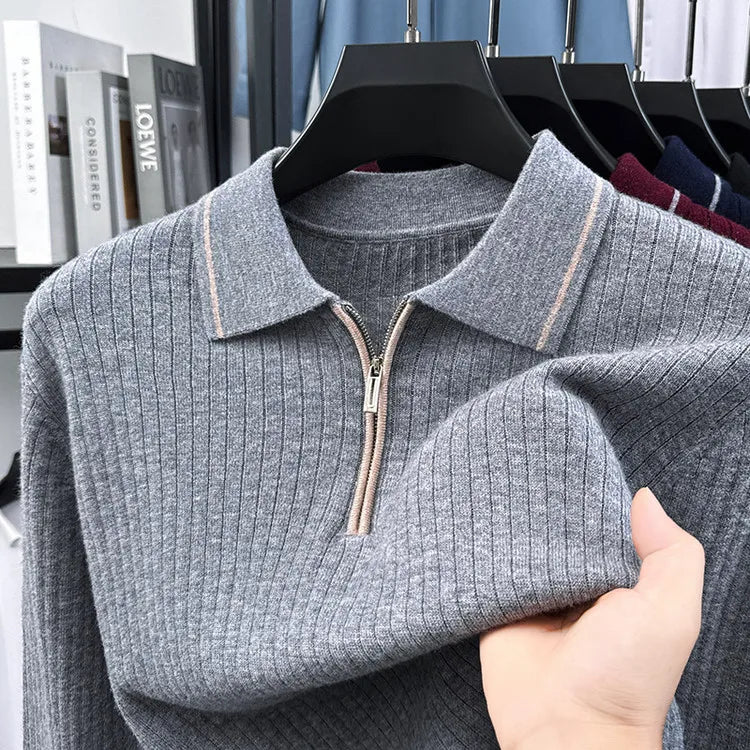 Ribbed Texture Business Casual Pullover
