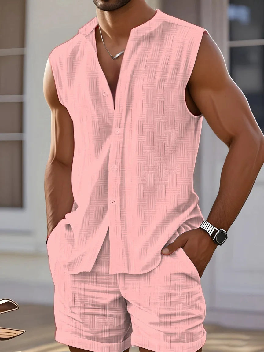 Men’s Summer Cotton-Linen 2-Piece Set