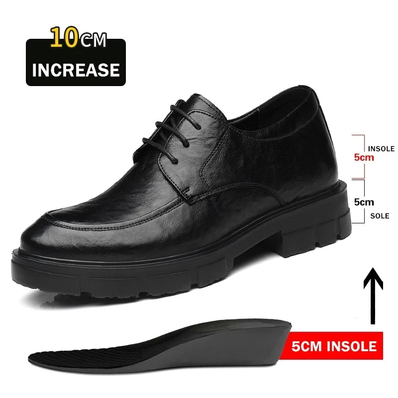Men Elevator Shoes Height Increasing Genuine Leather Shoes