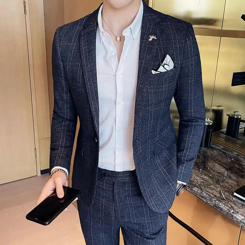 Men Slim Fit Business Suit 2 Piece Boutique Formal Suit