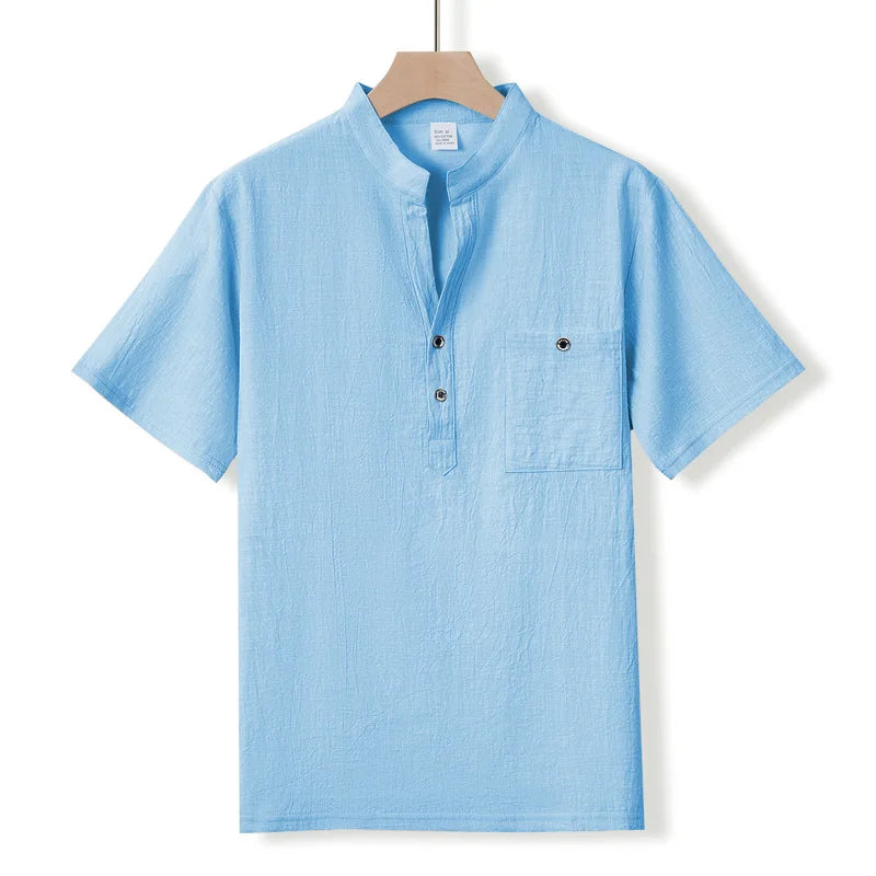Men’s Cotton Linen Henley T-Shirt