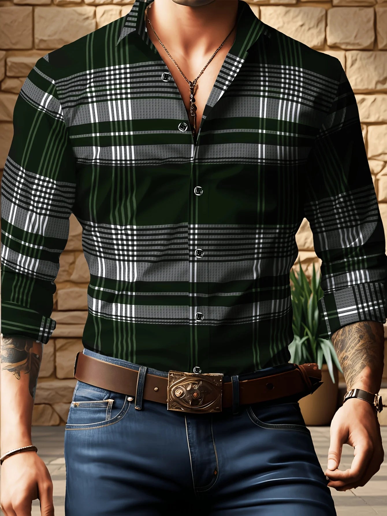Men’s Long Sleeve Striped Dress Shirt