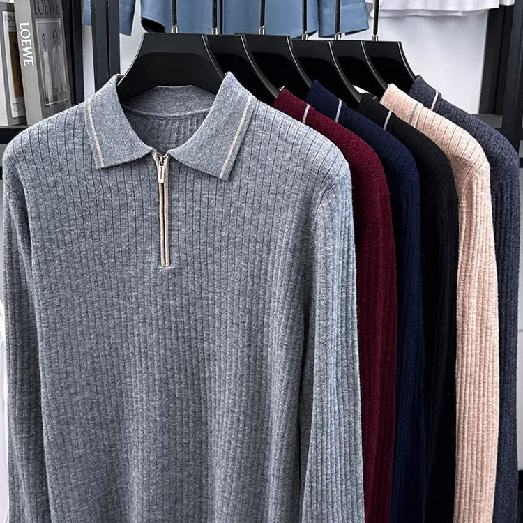 Ribbed Texture Business Casual Pullover
