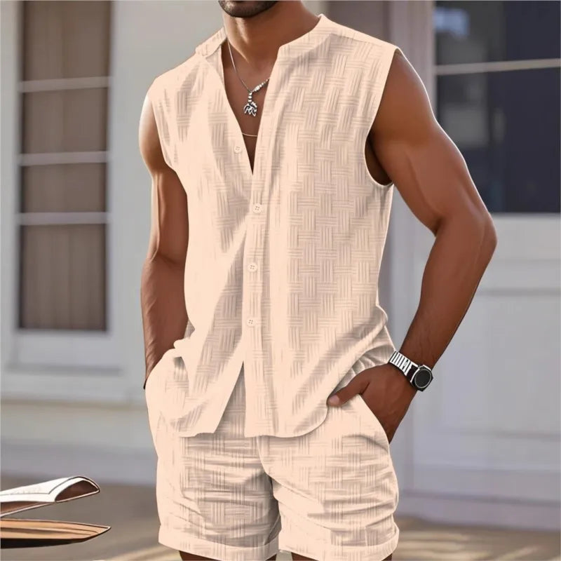 Men’s Summer Cotton-Linen 2-Piece Set