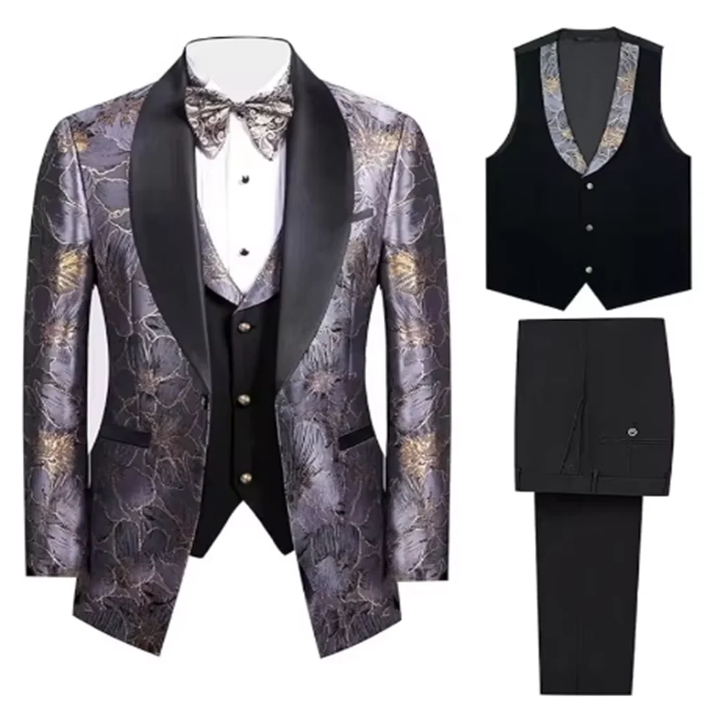 Men’s Embroidered Paisley 3-Piece Suit