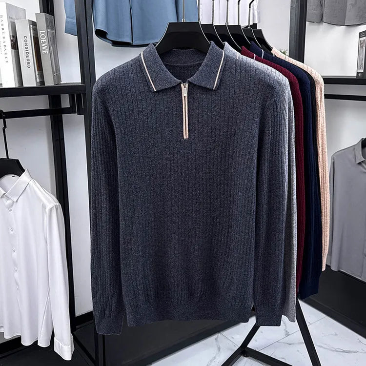 Ribbed Texture Business Casual Pullover