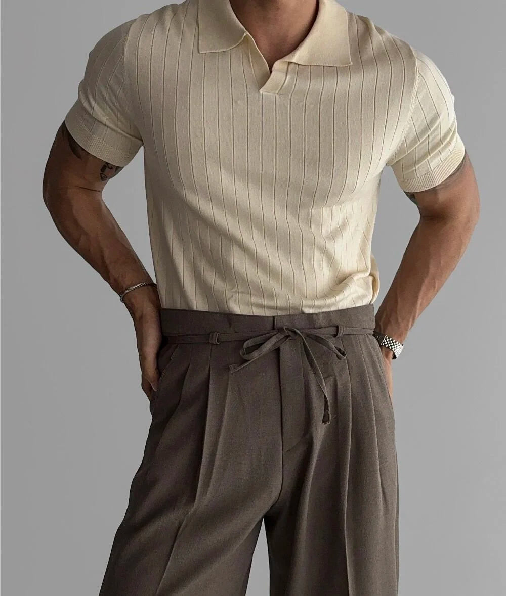 Solid Stretch Cotton Casual Collared T-Shirt