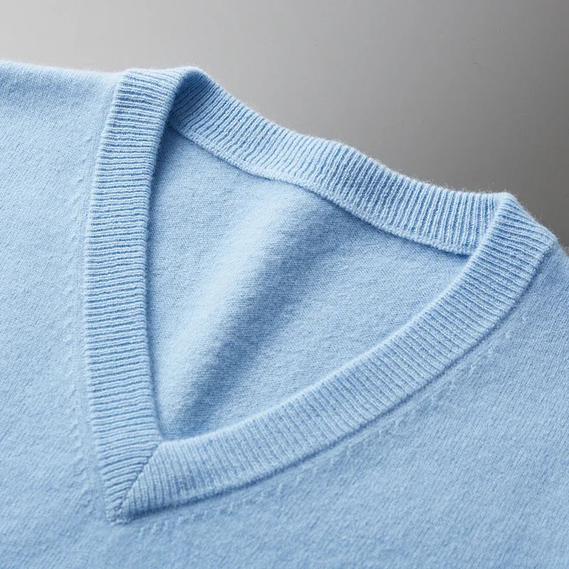 Men’s Cotton Blend V-Neck Knitted Sweater