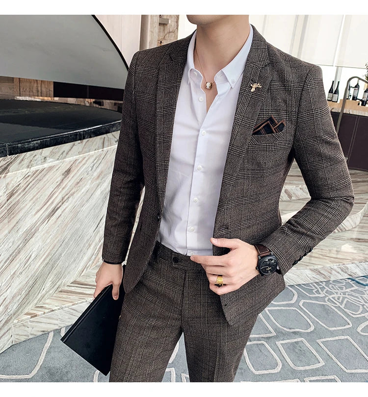 Men Slim Fit Business Suit 2 Piece Boutique Formal Suit