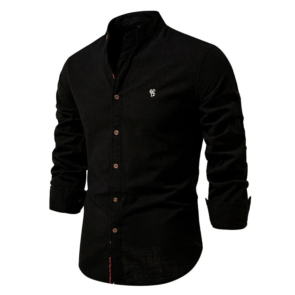 Men Spring Cotton Long Sleeve Shirt