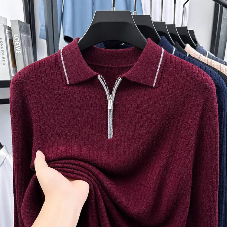 Ribbed Texture Business Casual Pullover