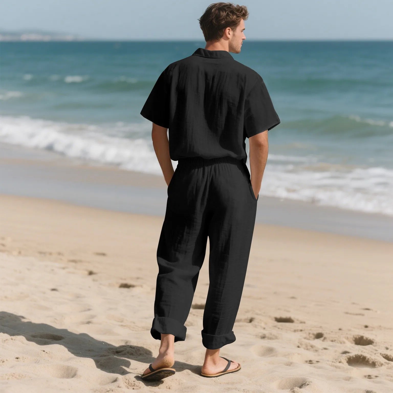 Men’s Summer Beach Linen 2-Piece Set