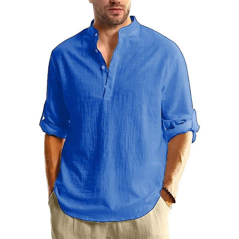 Men Long Sleeve Cotton Casual Shirt