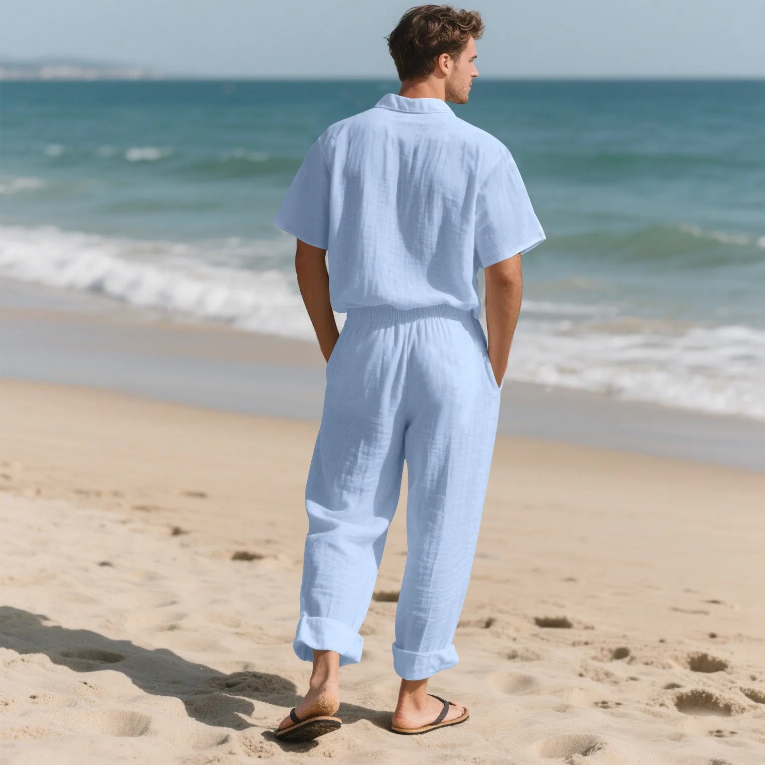 Men’s Summer Beach Linen 2-Piece Set