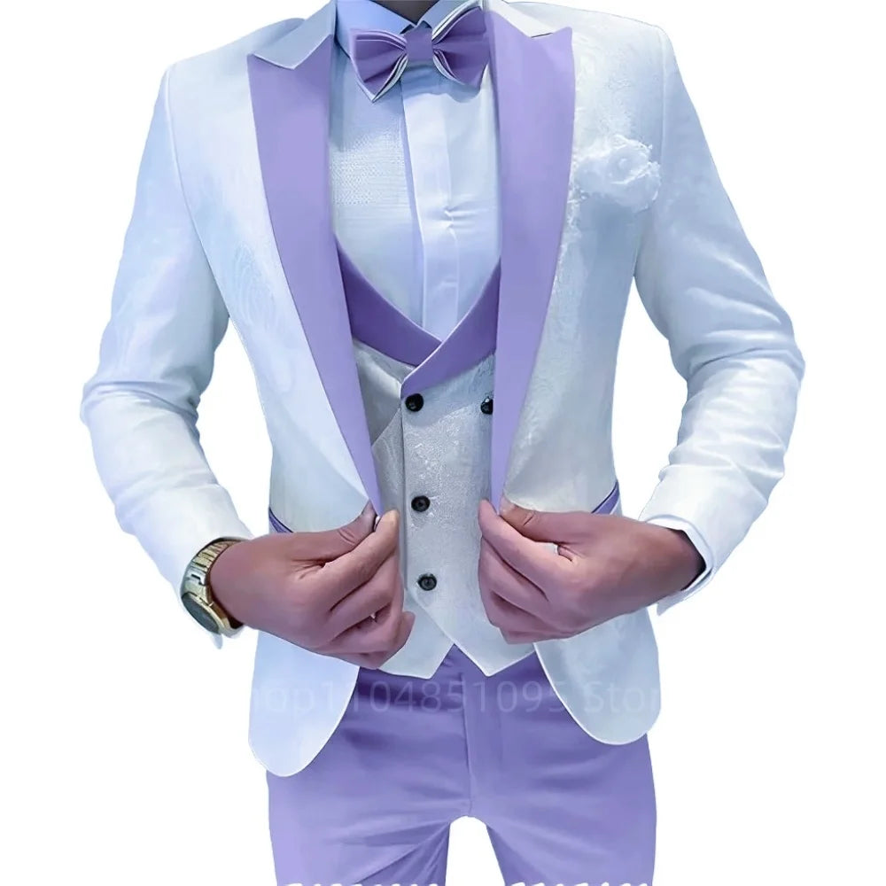 Regular Fit Double Breasted Blazer, Vest & Pants