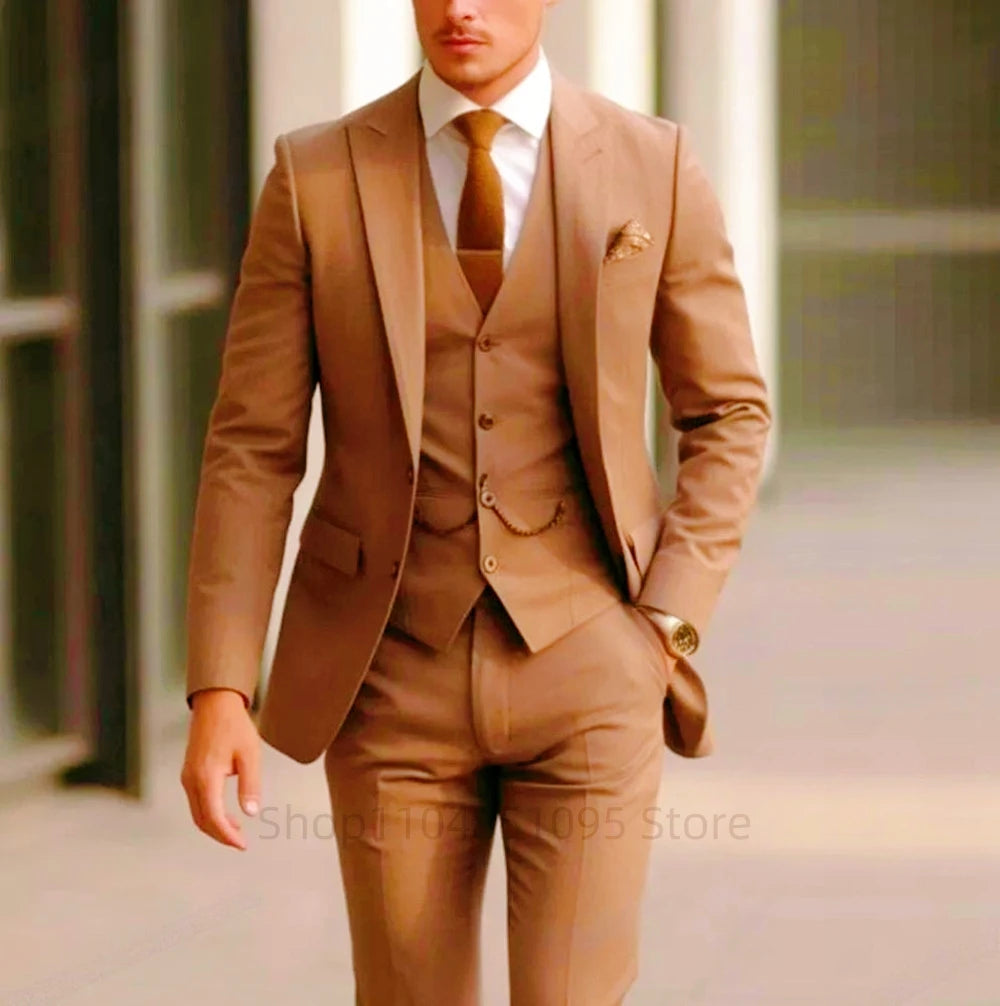 legant Gray Men’s 3-Piece Slim Fit Suit
