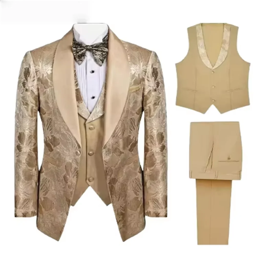 Men’s Embroidered Paisley 3-Piece Suit