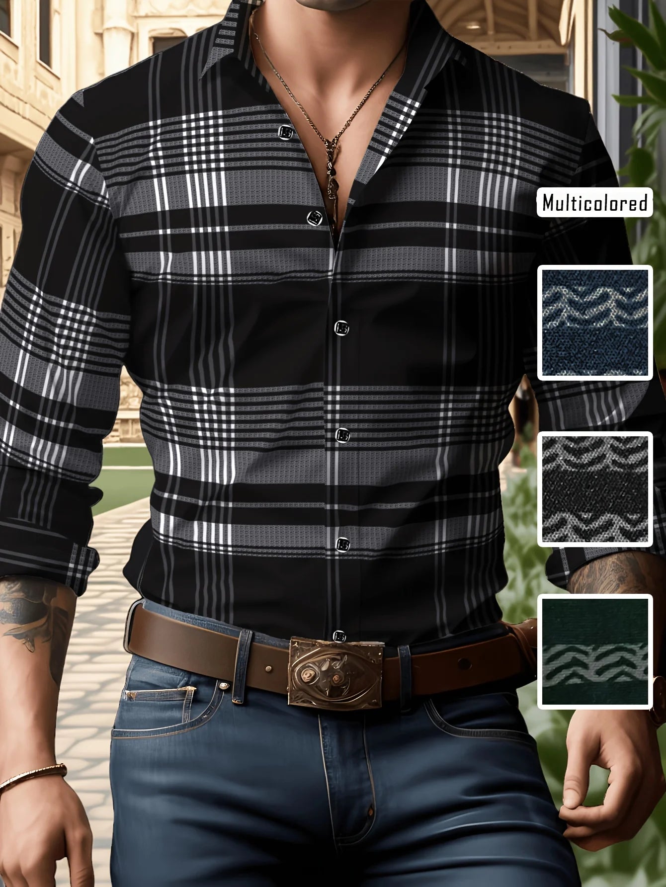Men’s Long Sleeve Striped Dress Shirt