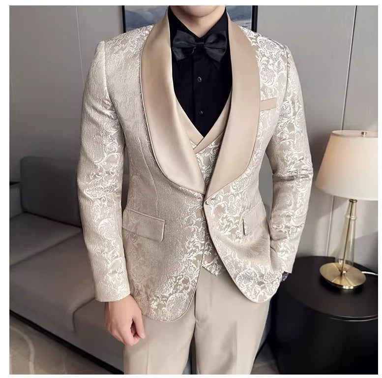 Premium Wedding Jacquard 3-Piece Suit