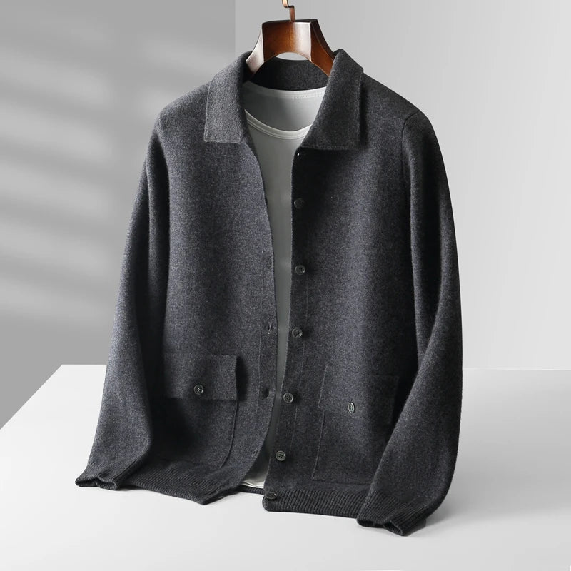Men’s Collar Wool Cardigan Jacket
