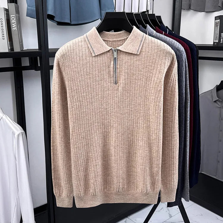 Ribbed Texture Business Casual Pullover